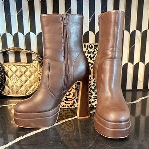 Forever 21 Chocolate Brown Heeled Boots